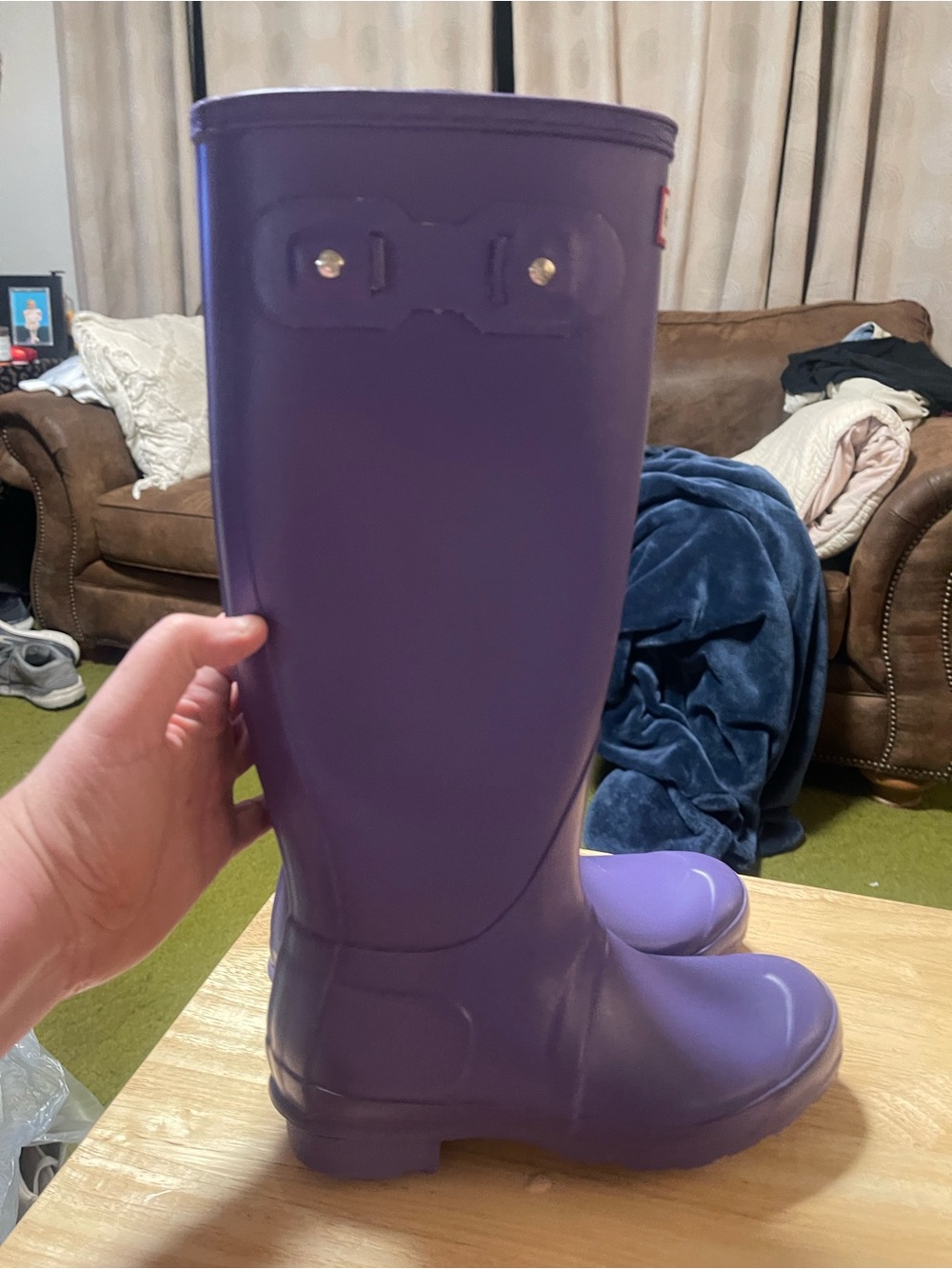 Hunter Women’s Size 6 EU 37 Original Gloss Purple Waterproof Boots